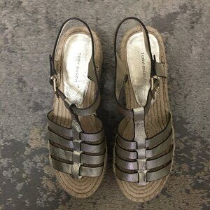 Tory Burch metallic wedge heel sandals